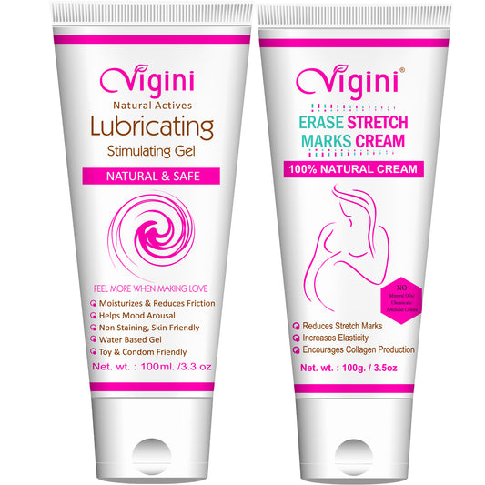 Vigini Silicone Free Vaginal Lubricant Lube Jelly Gel & Stretch Marks Scar Removal Oil Cream Women