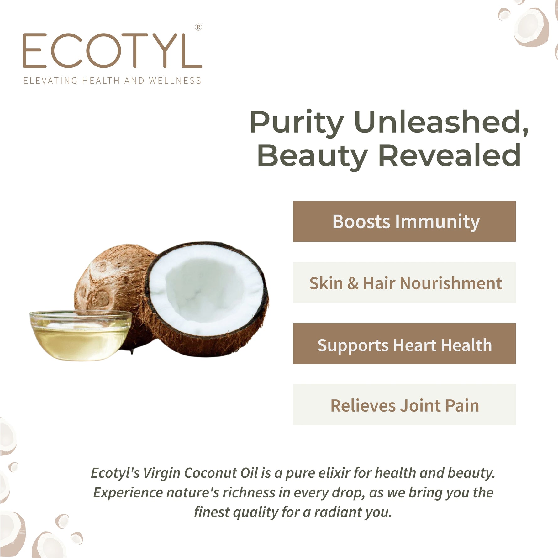 Ecotyl Cold-Pressed Virgin Coconut Oil - 500ml