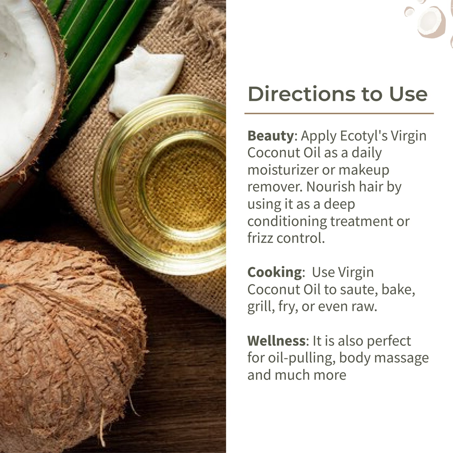 Ecotyl Cold-Pressed Virgin Coconut Oil - 500ml