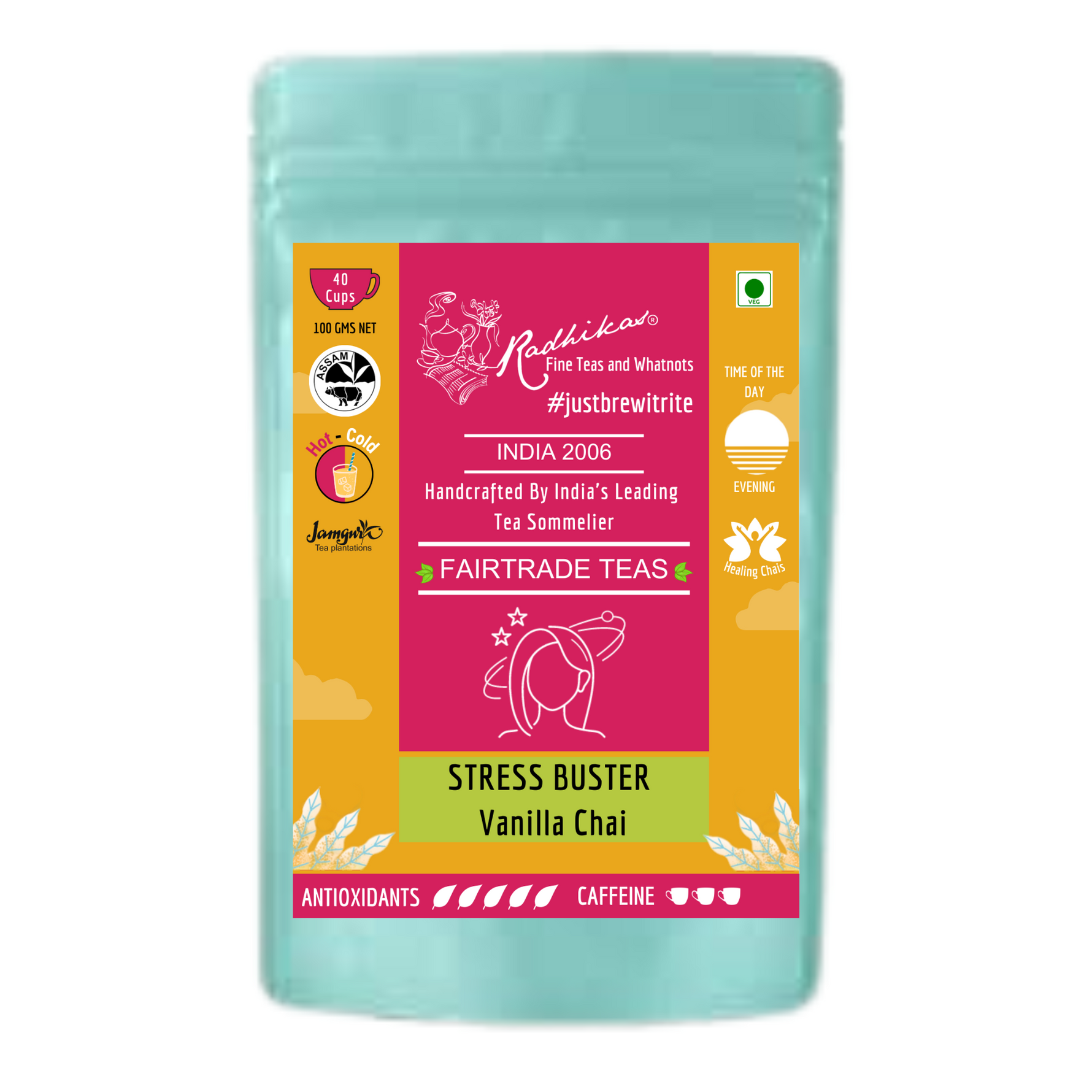 Radhikas Fine Teas Stress Buster Vanilla Chai - 100gm