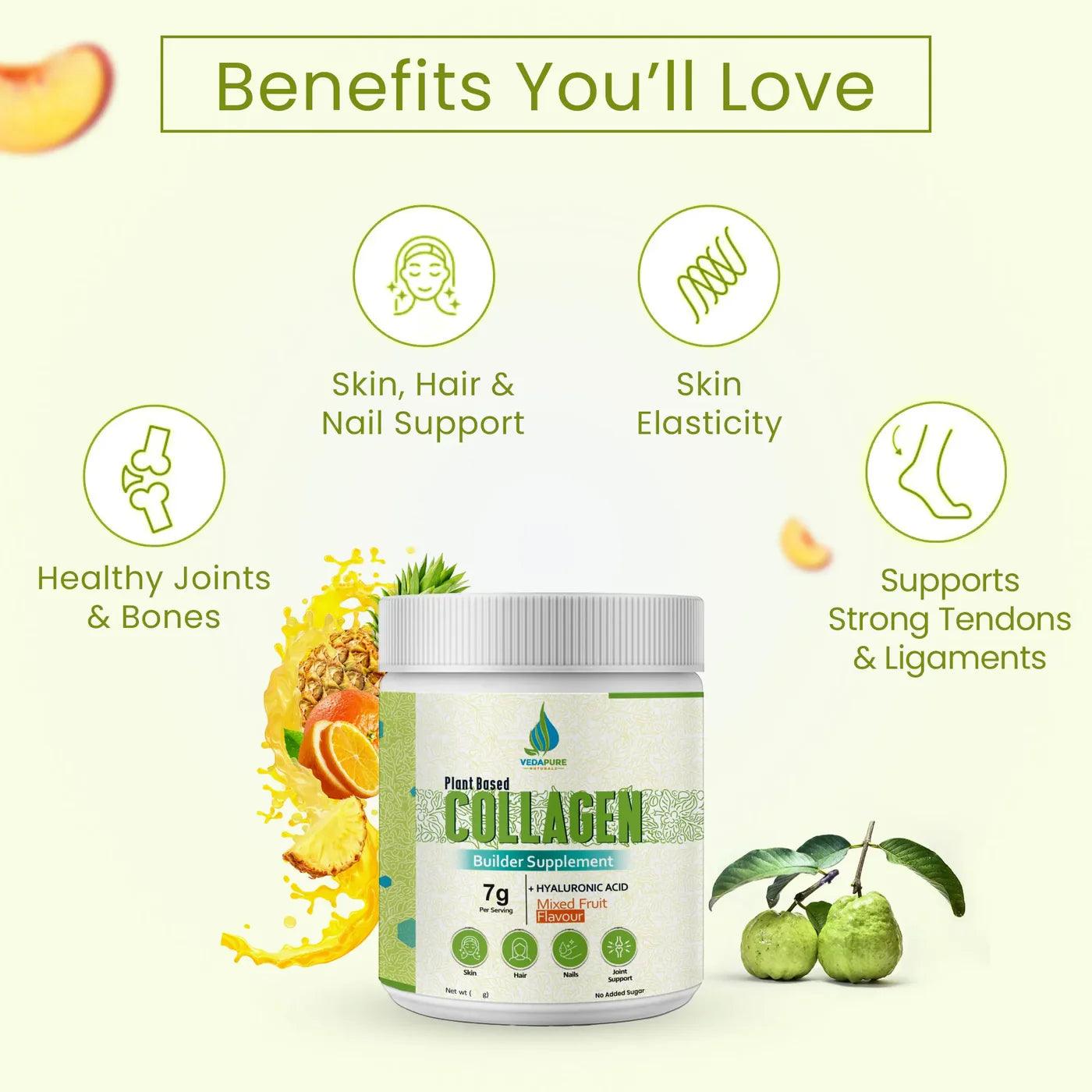 Vedapure Naturals Plant Based Vegan Collagen Builder - Skin Radiance Powder (210g)