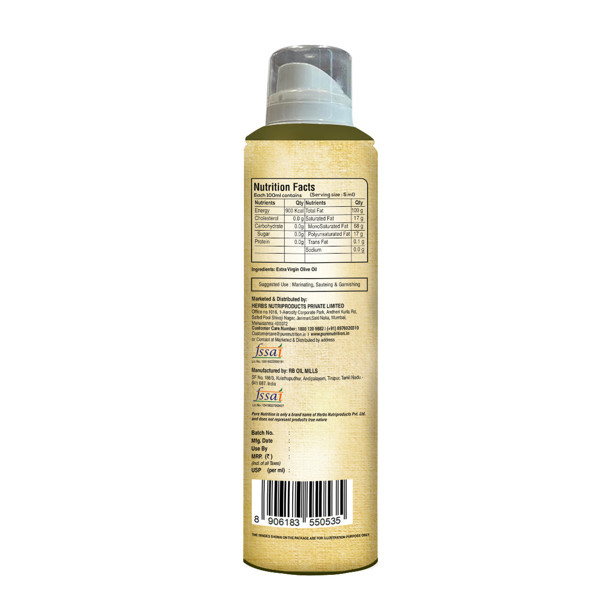 Pure Nutrition Extra Virgin Cold Pressed Olive Oil – 200ml | Unrefined & Heart-Friendly Cooking Oil