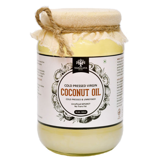 Vanalaya Cold Pressed Virgin Coconut oil Edible oil for Cooking skin Hair and Skin - 500ml
