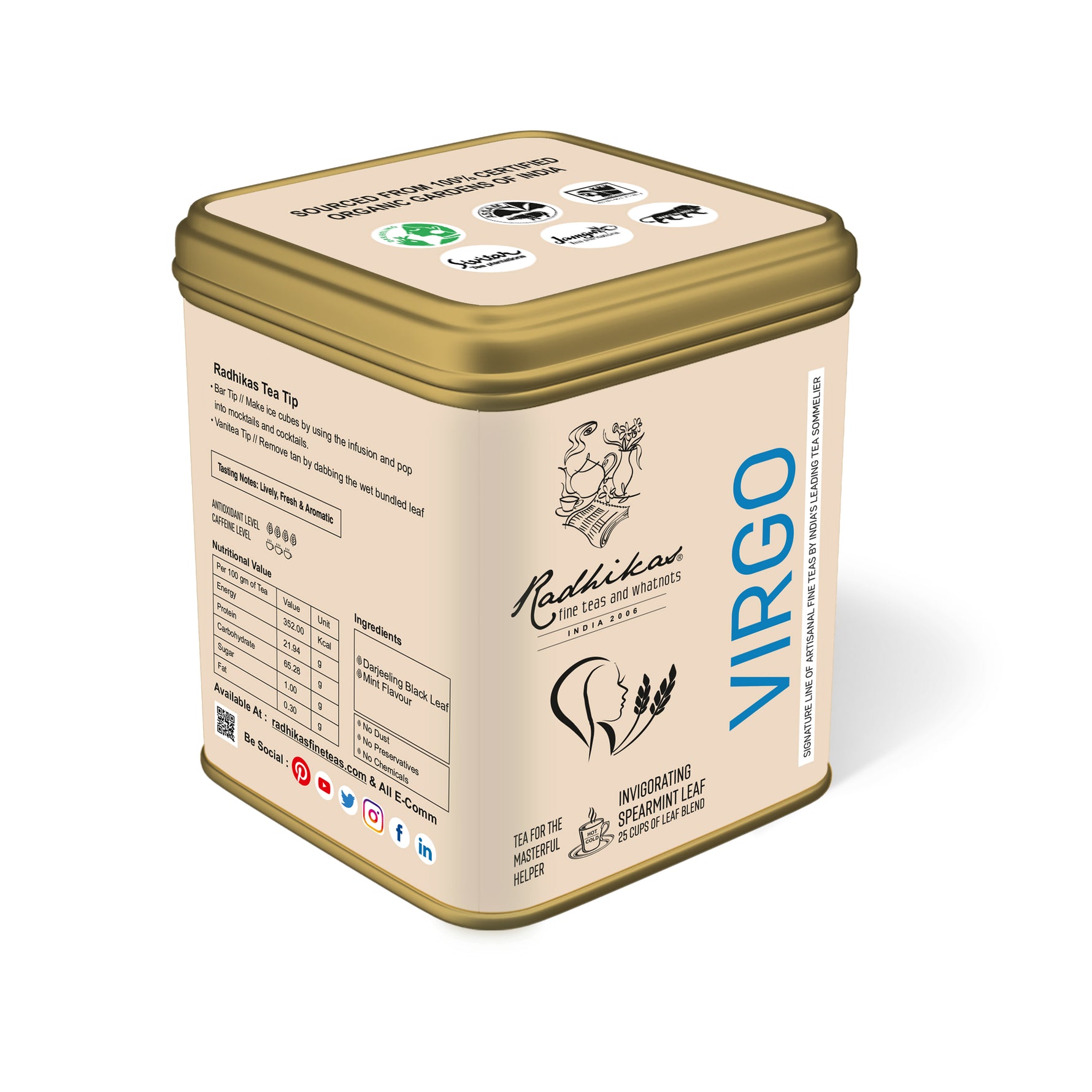 Radhikas Fine Teas Virgo Spearmint Leaf Tea - 50gm