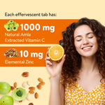 Lifezen Tuskca Vitamin C + Zinc 1000Mg | Natural Amal Extract, Antioxidant, Immunity Booster | 20 Effervescent Tablet (Pack of 1) Orange Flavour