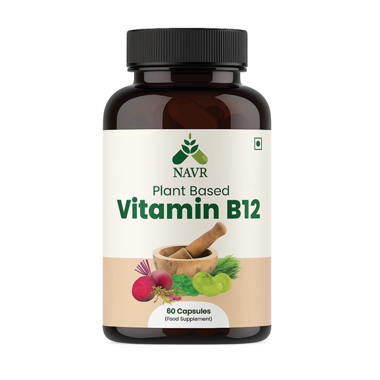 NAVR Plant Based vitamin B12 Capsule - Support for brain Function muscle immunity energy Nervous System for Men & Women 60 Capsule