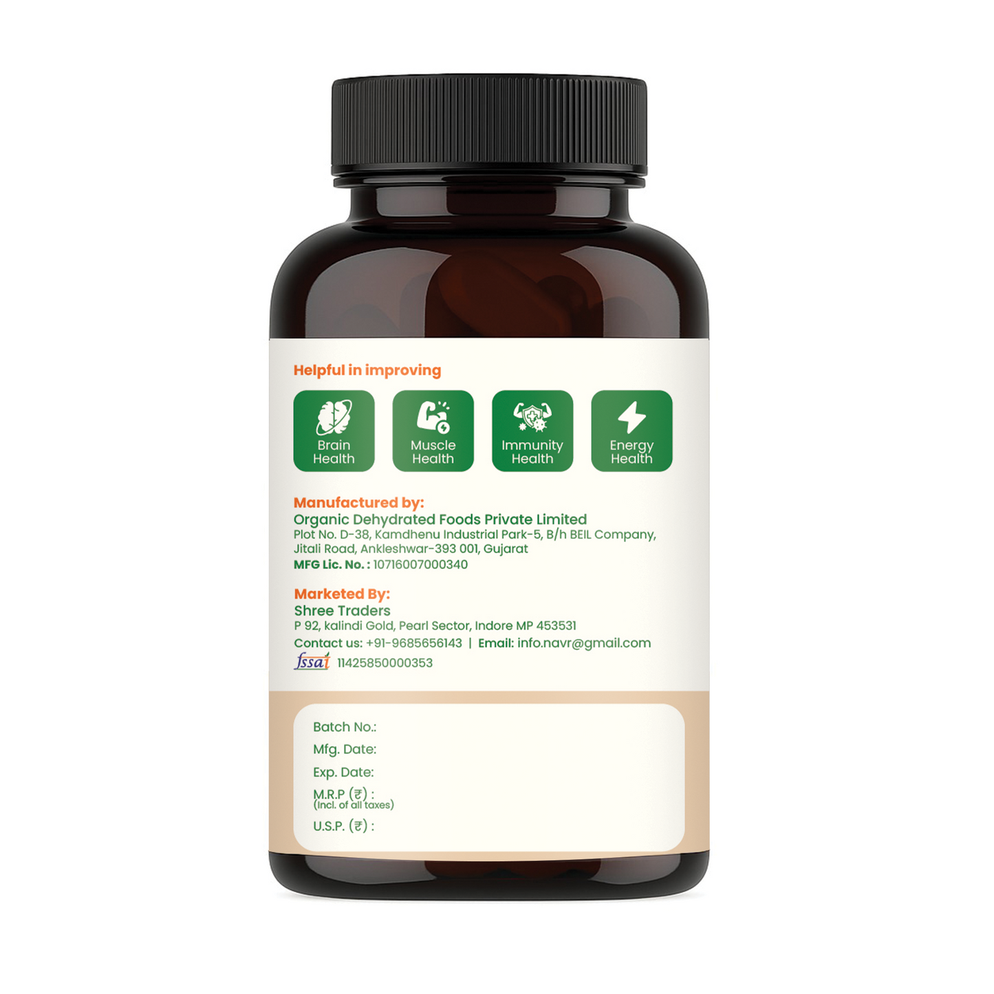 NAVR Plant Based vitamin B12 Capsule - Support for brain Function muscle immunity energy Nervous System for Men & Women 60 Capsule