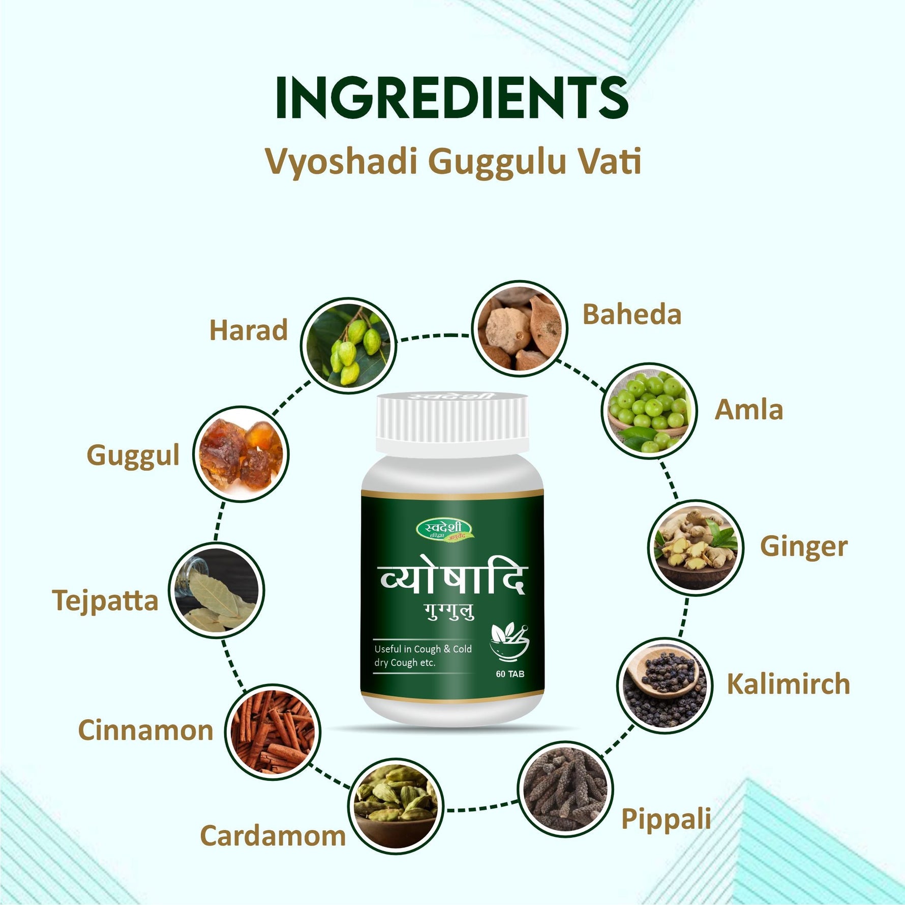 Swadeshi Vyoshadi Guggul Tablets (60 Count) - Classical Formula for Toxin Detox