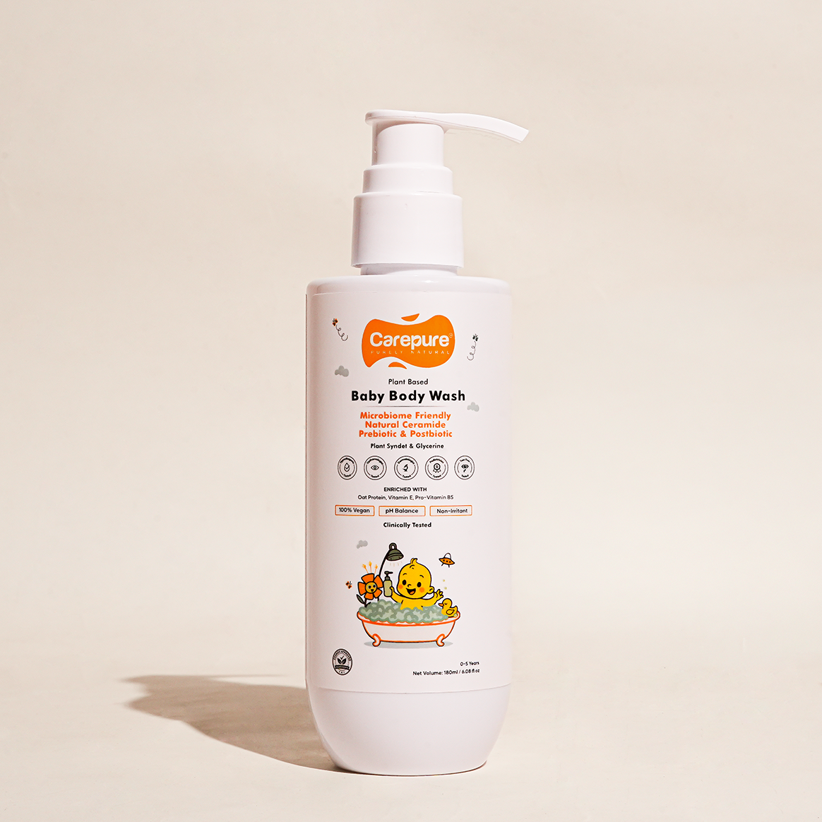 Carepure Plant-Based Hydrating Baby Bodywash | Tear-Free, Hypoallergenic Cleanser for Newborns & Toddlers
