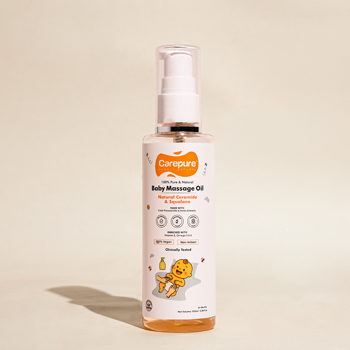 Carepure Pure Cold-Pressed Nourishing & Strengthening Baby Massage Oil | 100% Natural Botanical Oil Blend for Newborns & Toddlers
