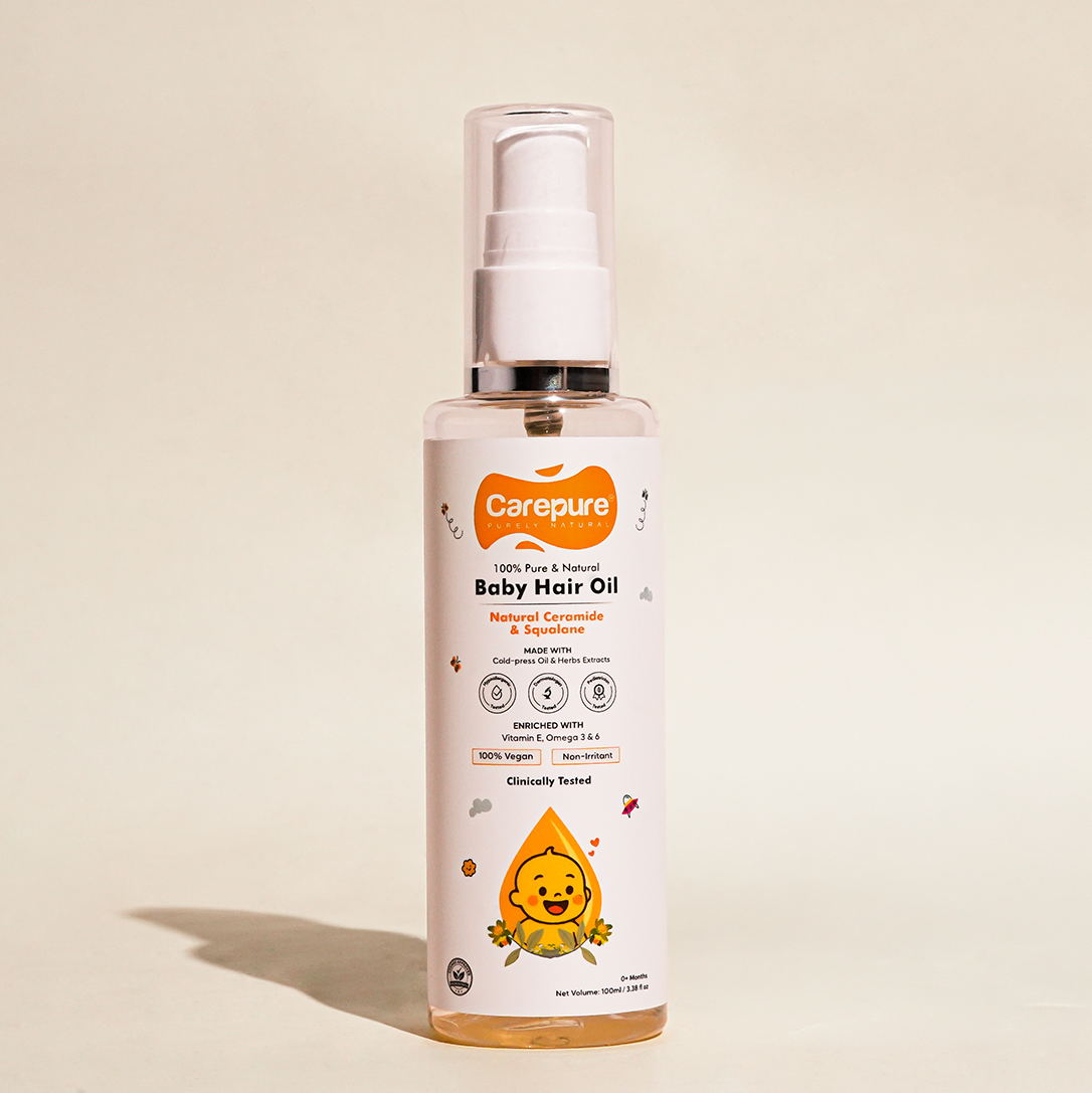 Carepure Scalp Nourishing Cold-Pressed Baby Hair Oil | 100% Natural Botanical Scalp & Hair Care for Infants & Toddlers