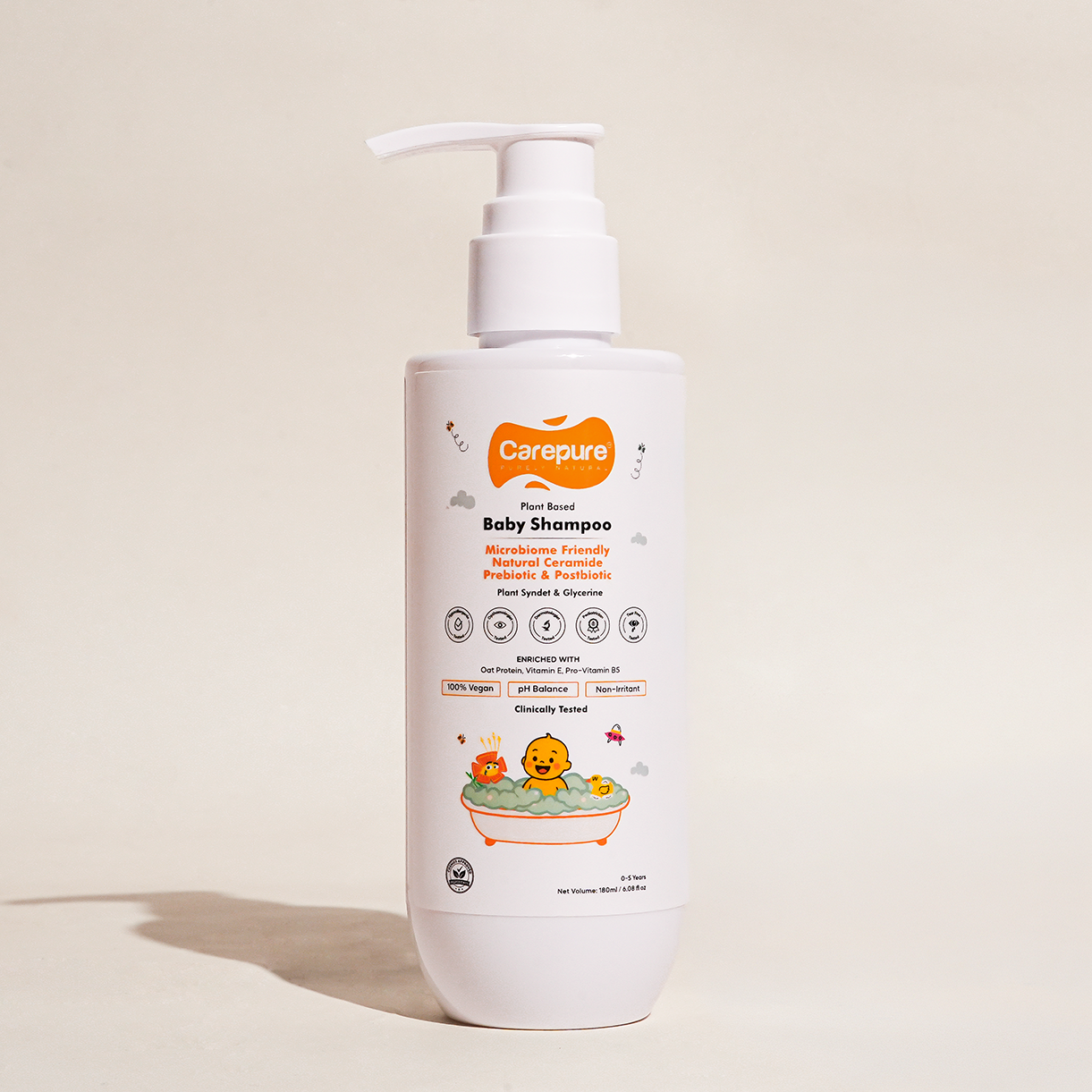 Carepure Plant-Based Nourishing Baby Shampoo | Tear-Free, Gentle Scalp & Hair Cleanser for Infants & Toddlers