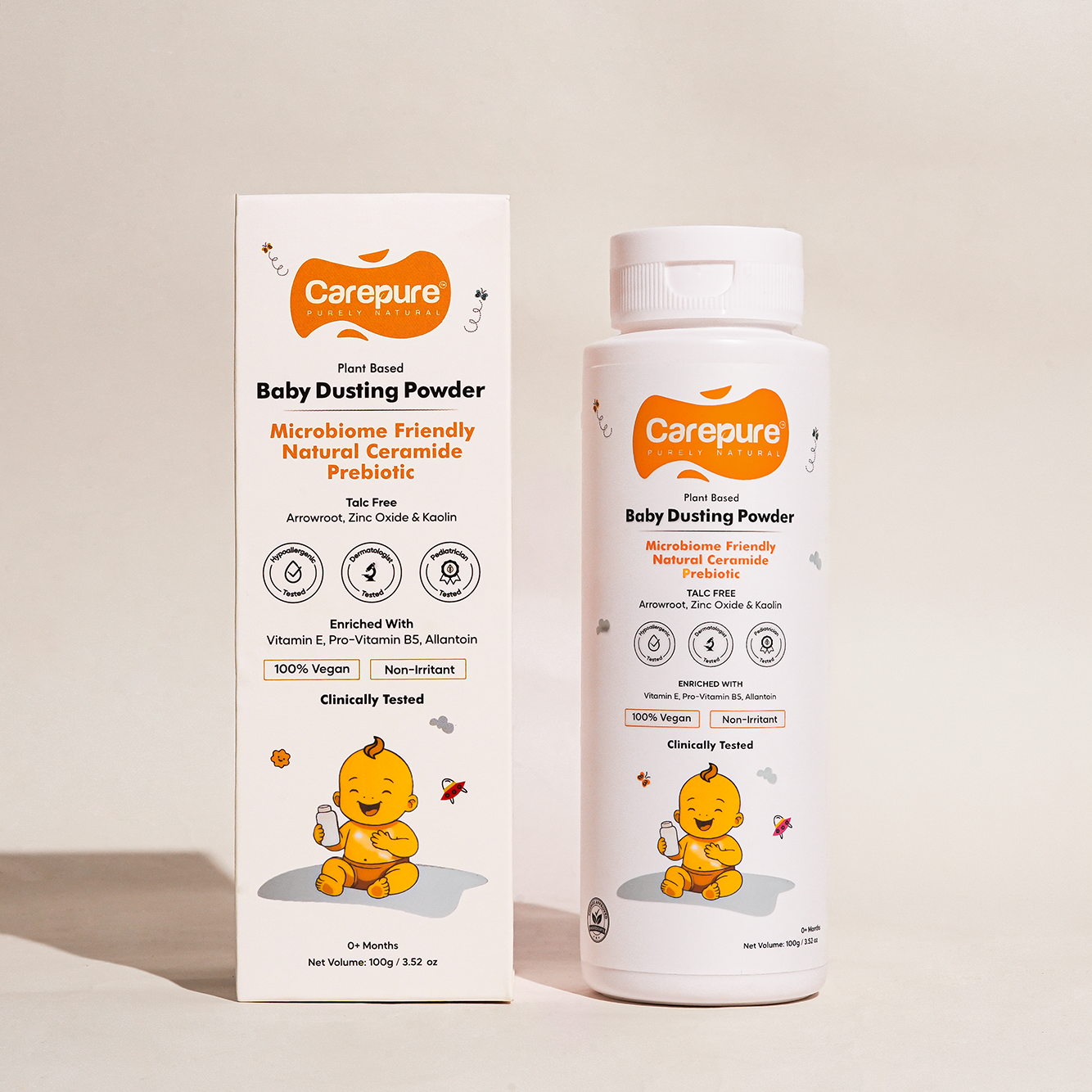 Carepure Plant-Based Soothing Baby Dusting Powder | 100% Talc-Free, Cornstarch & Arrowroot Moisture-Absorbing Powder