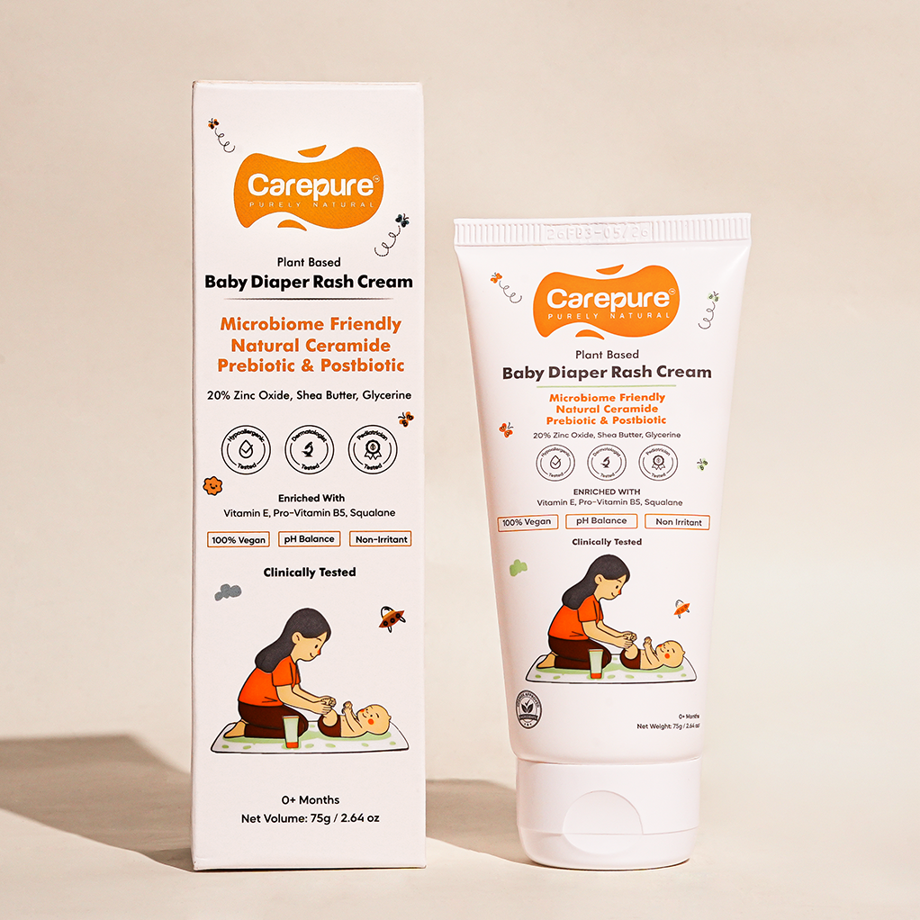 Carepure Plant-Based Soothing Baby Diaper Rash Cream | Fast-Acting Protective Barrier for Sensitive Infant Skin