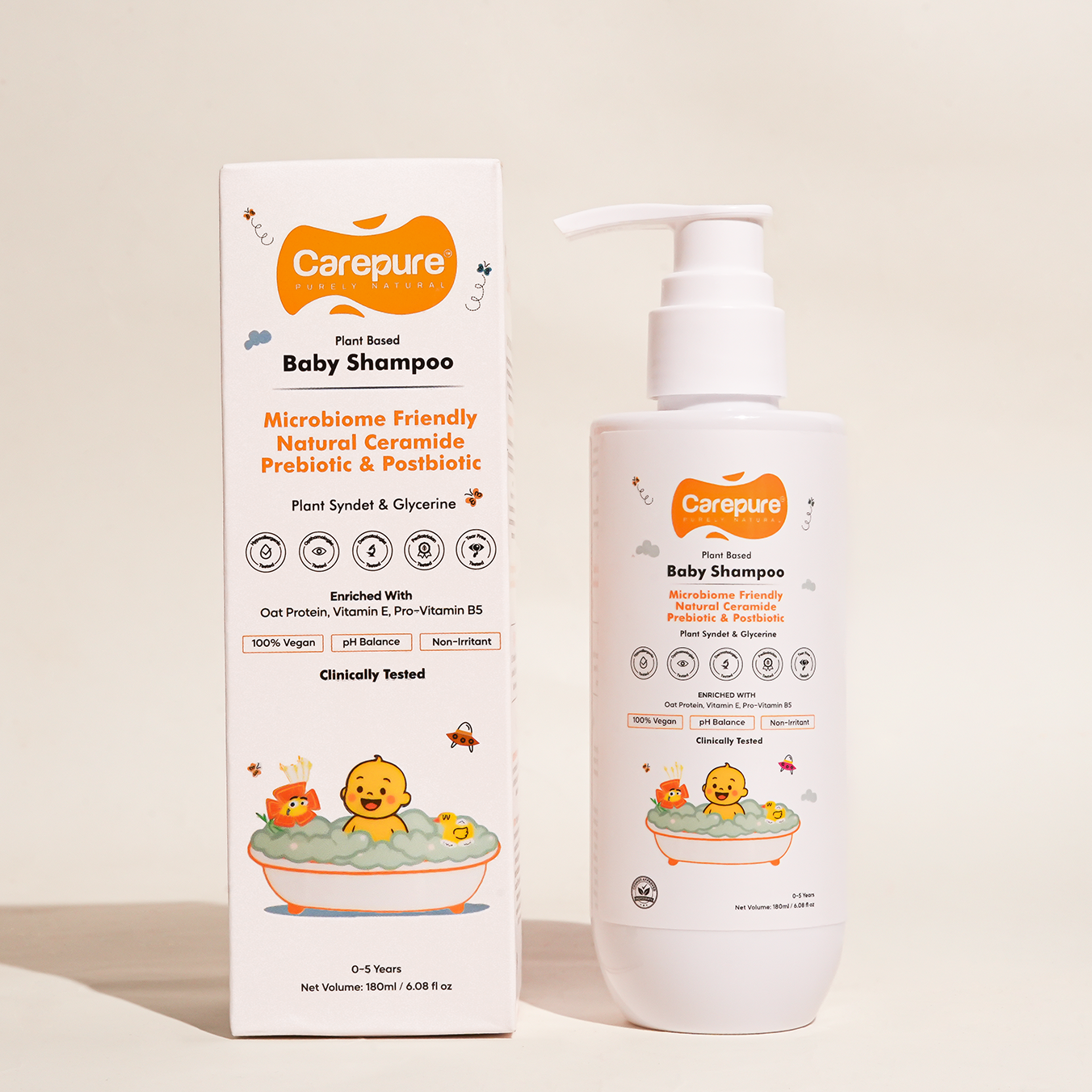 Carepure Plant-Based Nourishing Baby Shampoo | Tear-Free, Gentle Scalp & Hair Cleanser for Infants & Toddlers