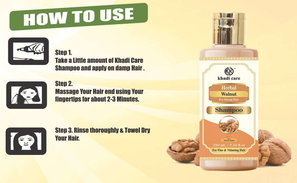 Khadi Care Herbal Walnut Shampoo for Shiny & Strong Dark Hair - 210ml