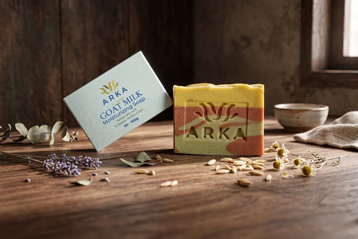 ARKA Signature Family Pack - 1 Kuppaimeni Soap 75g + 1 Charcoal Soap 75g + 1 Goat Milk Soap + 1 Kojic Soap