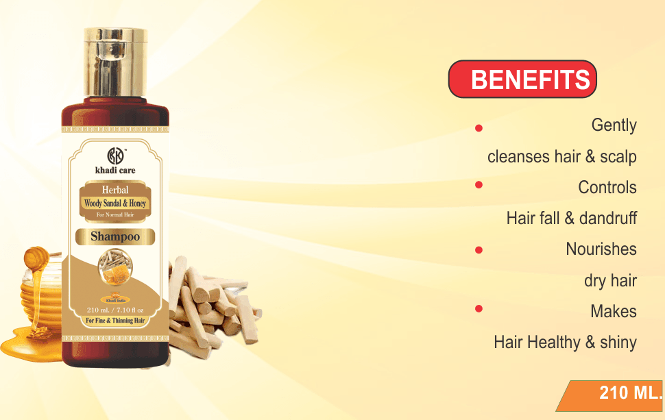 Khadi Care Herbal Woody Sandal & Honey Shampoo for Dry & Damaged Hair - 210ml