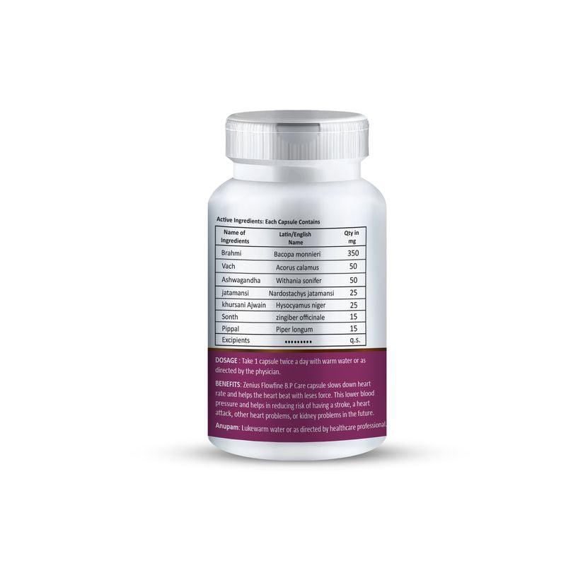 Zenius flowfine bp Capsules - Bp Control Medicine for Blood Pressure and Cardiac Health - 60 Capsules