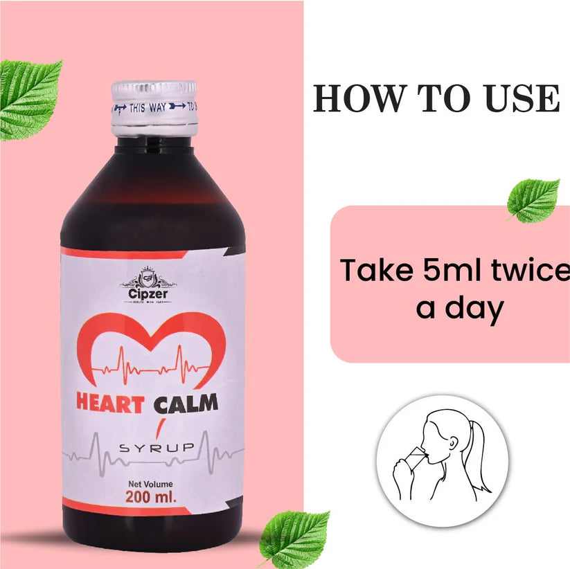 Cipzer Heart Calm Syrup - 200ml | Herbal Support for Heart Health, Blood Pressure & Stress Relief