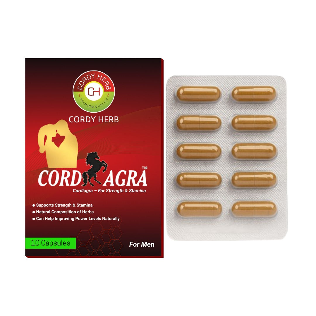 Cordy Herb Cordiagra Capsule Stamina & Energy Booster, Men's Sexual Wellness Capsule for with Cordyceps, Honey Goat Weed,Tongat Ali, Maca Root , Ginseng , Ashwagandha Capsule