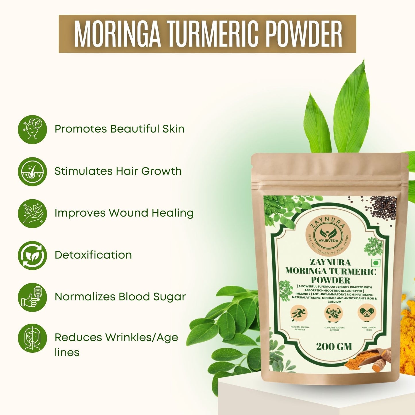 Zaynura Ayurveda Moringa Turmeric Powder