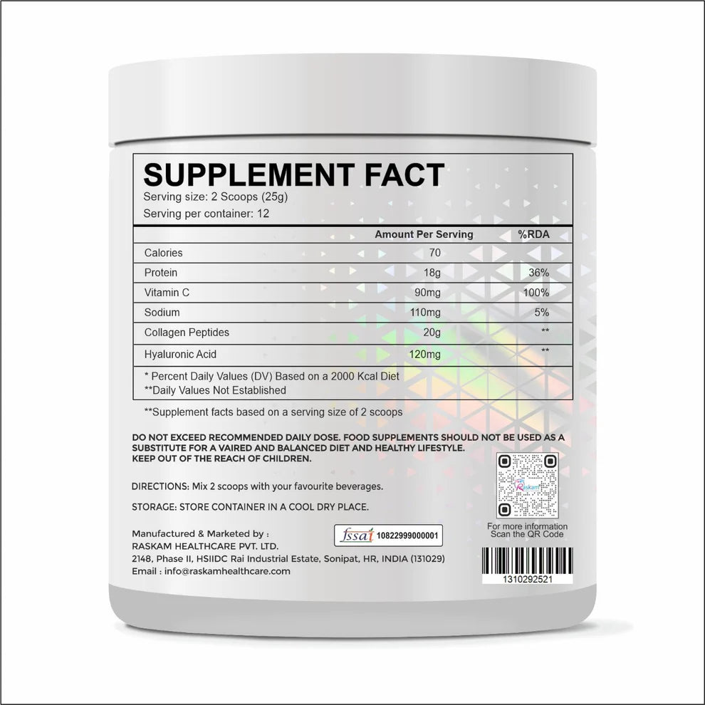 Raskam Advanced Collagen Peptides Powder for Men & Women | Collagen Powder with Biotin, Vitamins C & E for Hair, Nails, Skin Radiance & Anti-Aging Flav- Mix Berry (265gm)