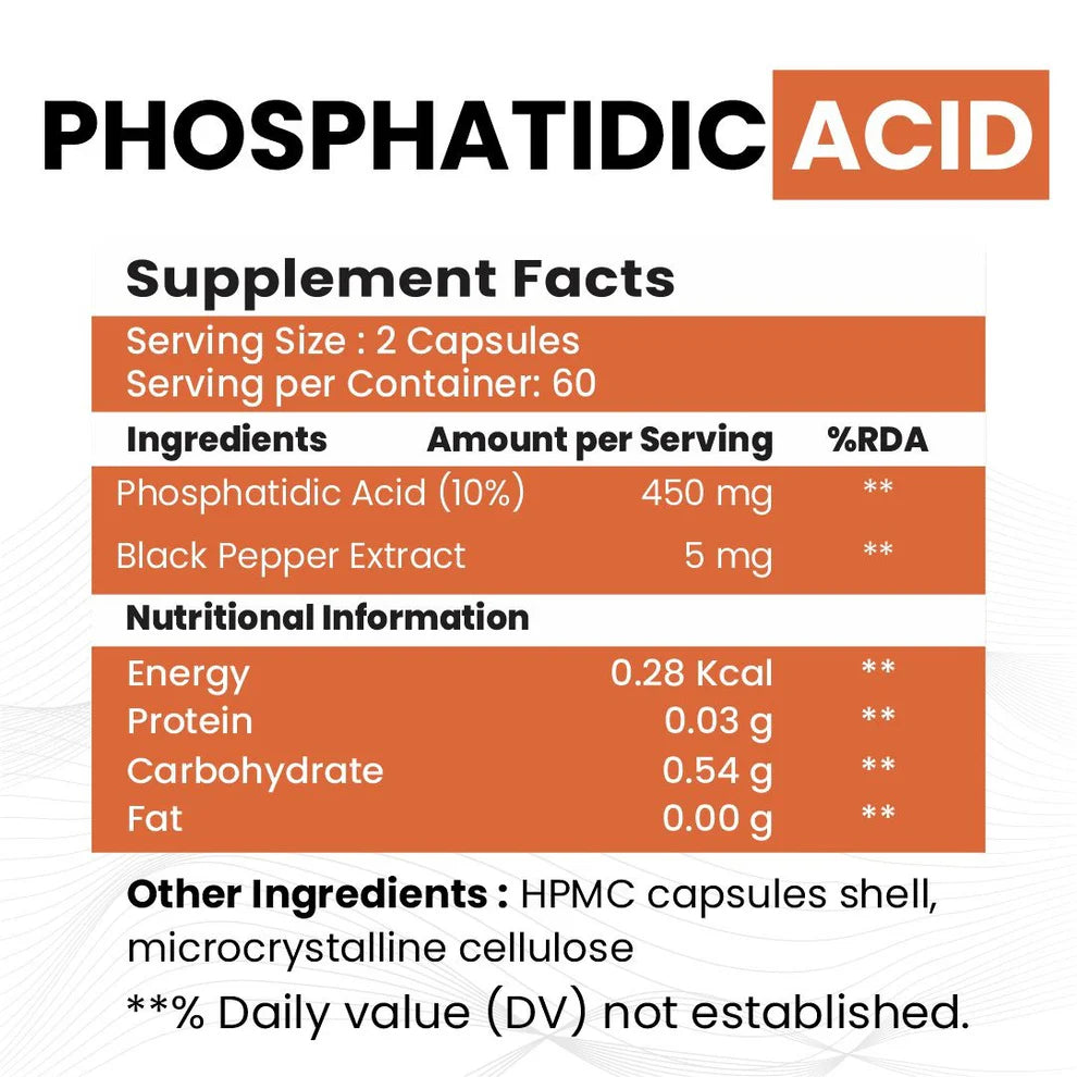 Raskam Phosphatidic Acid Capsules Enriched Phospholipid Complex for brain & cognitive health, 60 Veg Caps