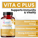 Raskam Vita C Plus - 100 Capsules - Antioxidant & Immune Support - Overall Health - Skin Anti-Ageing -Supports Healthy Skin & Joints