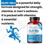 Raskam Multi Men - 100 Tablets - Multivitamin for Men with Panax Ginseng, Gingko Biloba & 29 vital Nutrients for Overall Health, Vitality , Strong Bones & Immunity
