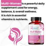 Raskam Multi Women - 100 Tablets - Multivitamin for Women with Biotin, Vitamin C & 29 vital Nutrients for Overall Health, Radiance, Strong Bones & Immunity