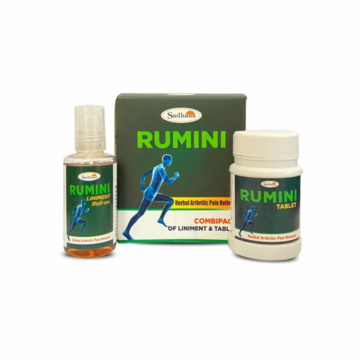 Sadhana Rumini Combipack - 25 ml +60 Tab | Complete Ayurvedic Joint Care System (Tablets + Liniment)