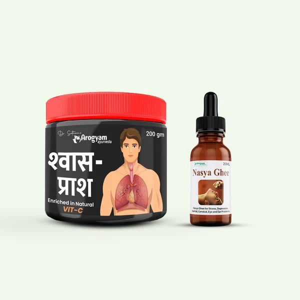 Arogyam Shwas Prash + Nasya Ghee Combo – Ayurvedic Respiratory & Nasal Wellness Support – 200g + 20ml