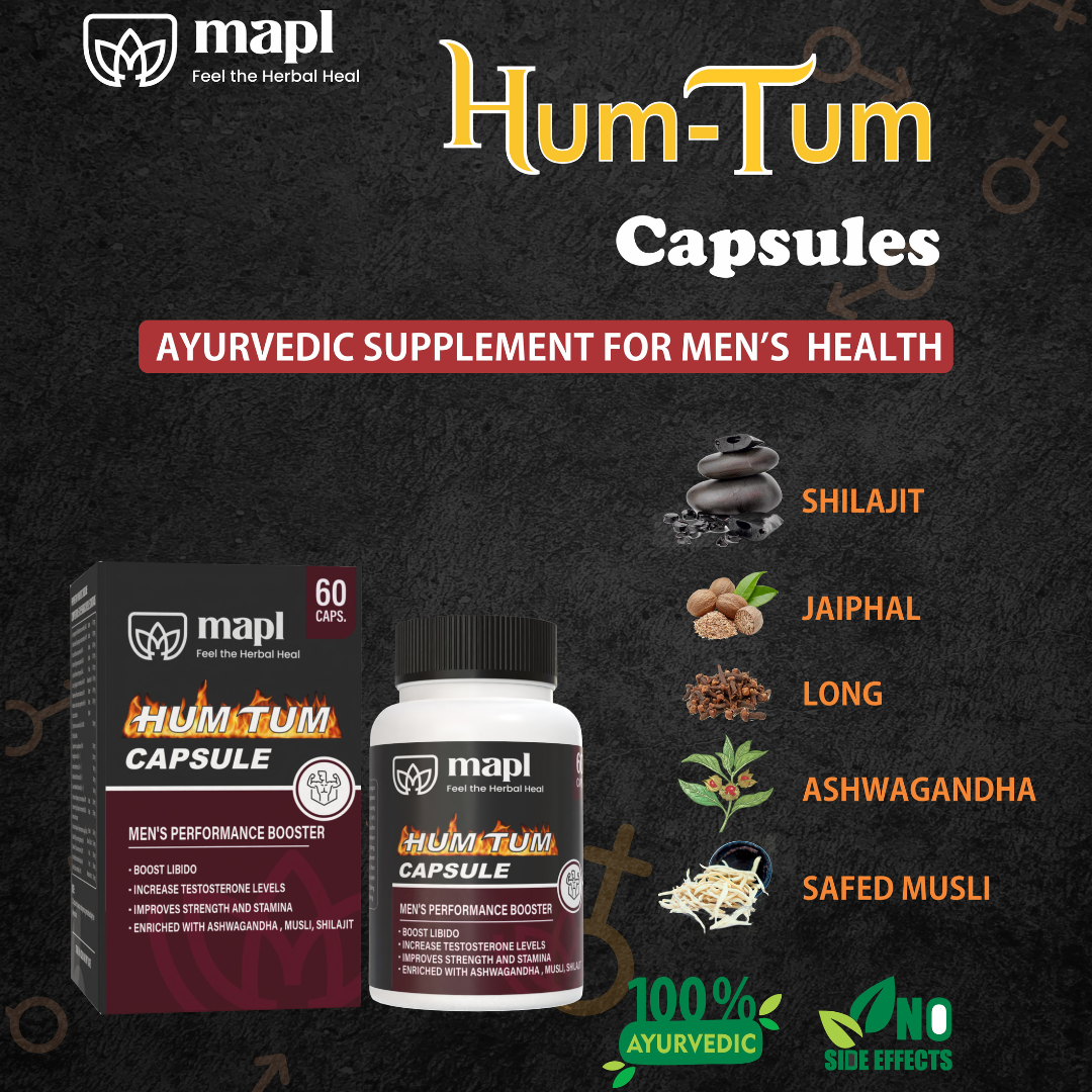 MAPL Hum Tum Capsules | Ayurvedic Male Vitality & Sexual Health Supplement | Boosts Stamina, Energy, Performance & Confidence Naturally | 60 Capsules