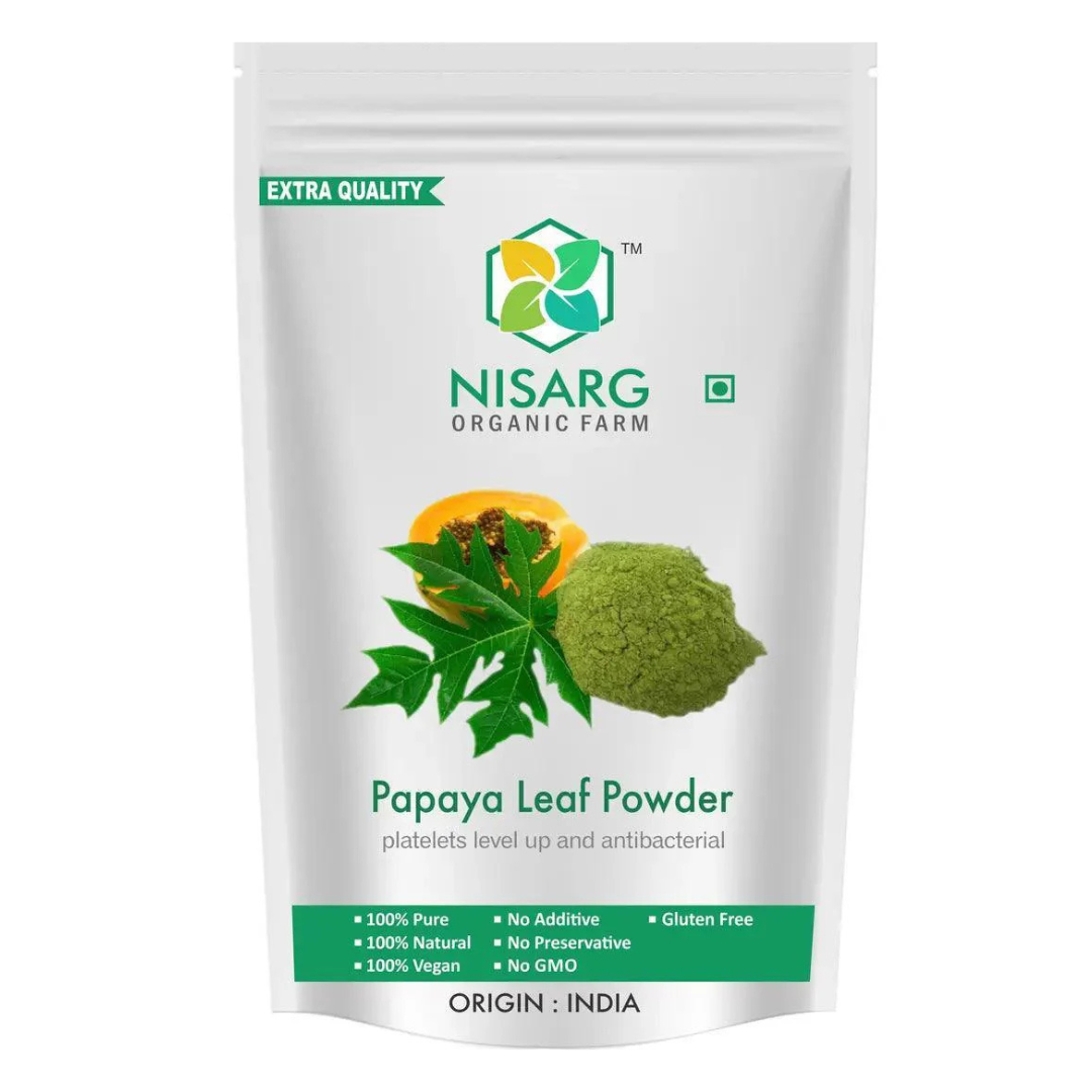 Nisarg Organic Farm Papaya Leaf Powder - 100gm - Support for Platelets & Immunity