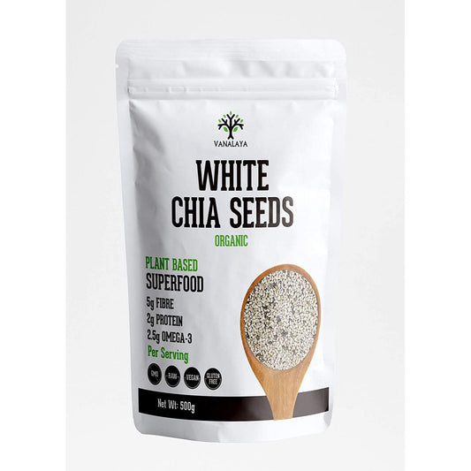 Vanalaya White Chia Seeds Calcium Rich | Diet Food for Weight Loss | Healthy Snack 250gm