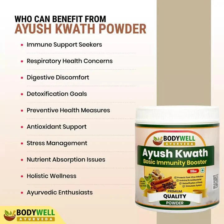 BodyWell Ayush Kwath Kadha Powder – Traditional Ayurvedic Seasonal Wellness & Support – 100g Powder