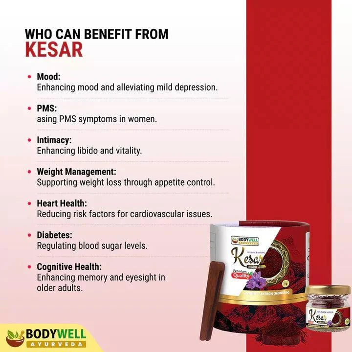 BodyWell Ayurveda Kashmir Saffron (Mongra) – Premium Grade A1 Antioxidant Spice – 1g