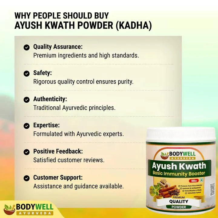 BodyWell Ayush Kwath Kadha Powder – Traditional Ayurvedic Seasonal Wellness & Support – 100g Powder