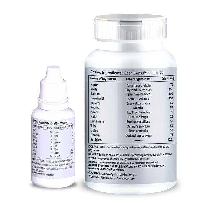 Zenius Eyevitan Kit - Eye Care Capsules and Drops for Eye Care and Vitamin Support