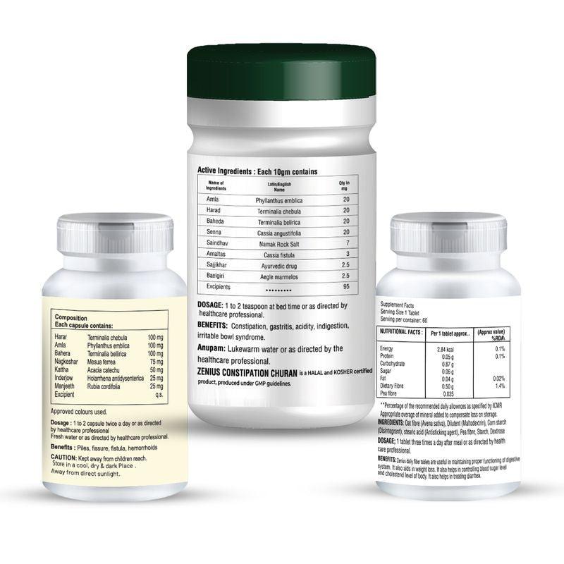 Zenius Piles Care Kit - Piles Capsules and Powder for Piles and Constipation Relief
