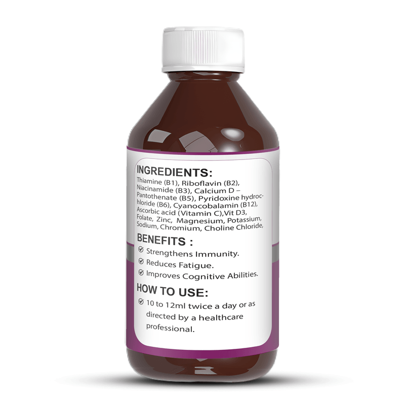 Zenius Multivitamin Syrup - Comprehensive Daily Supplement for Energy, Immunity, and Vitality - 200ml Syrup