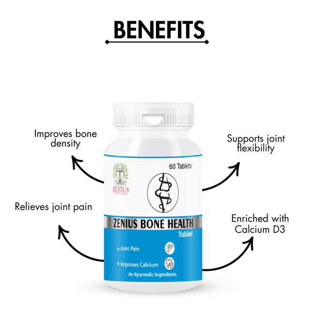 Zenius Bone Care Tablet - for Bone Strength, Joint Flexibility, and Osteoporosis Prevention - 60 Tablets