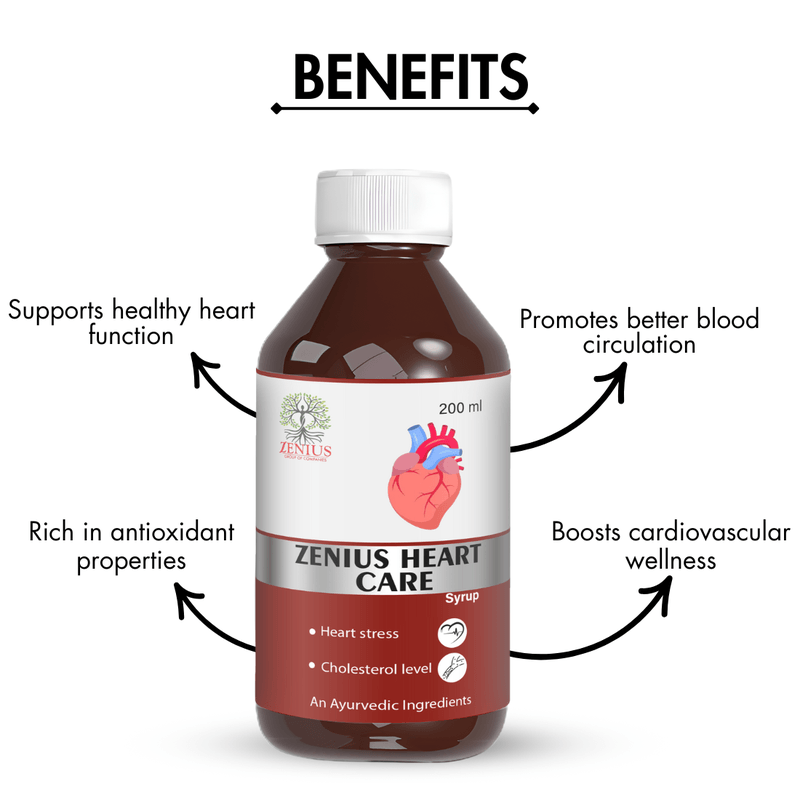 Zenius Heart Care Syrup - Natural Cardiovascular Support for Heart Health and Circulatory Wellness - 200ml Syrup