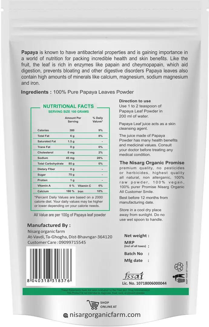 Nisarg Organic Farm Papaya Leaf Powder