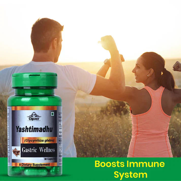 Cipzer Yashtimadhu 30 Capsules | GERD, Acidity & Ulcer Relief | Respiratory, Brain & Immunity Support