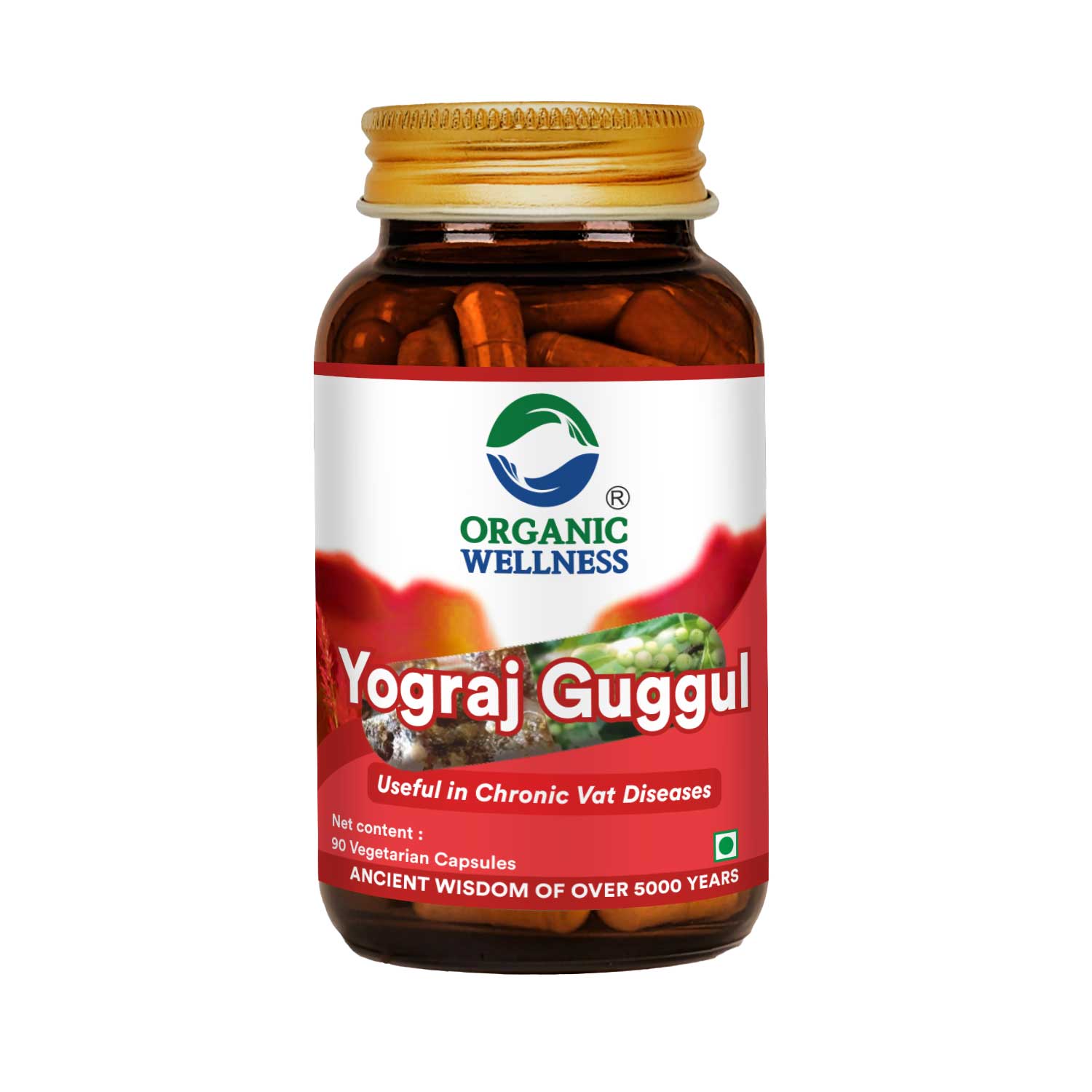 Organic Wellness Yograj Guggul Capsules - 90 Vegetarian Capsules
