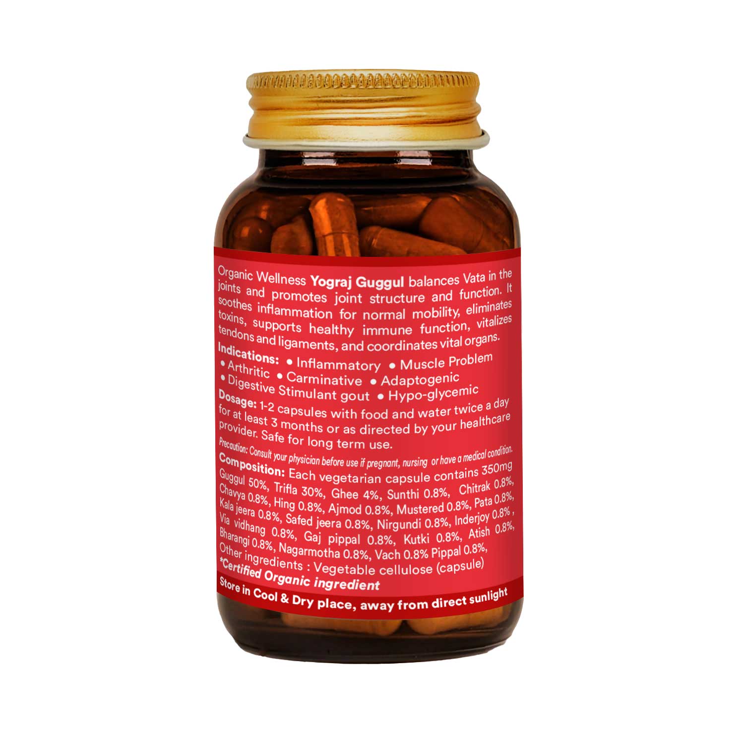 Organic Wellness Yograj Guggul Capsules - 90 Vegetarian Capsules