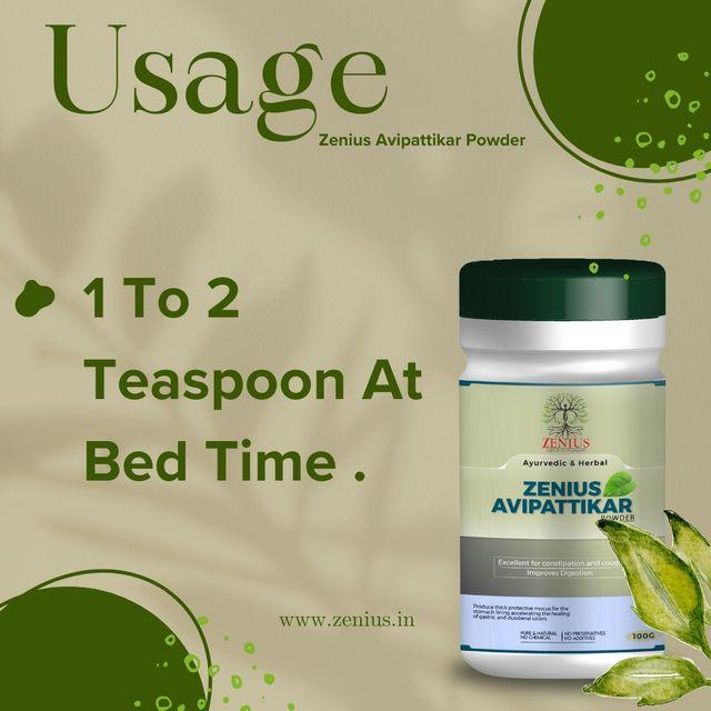 Zenius Avipattikar Powder - Acidity Medicine Relief from, Gas, Stomach Pain, and Constipation - 100gm Powder