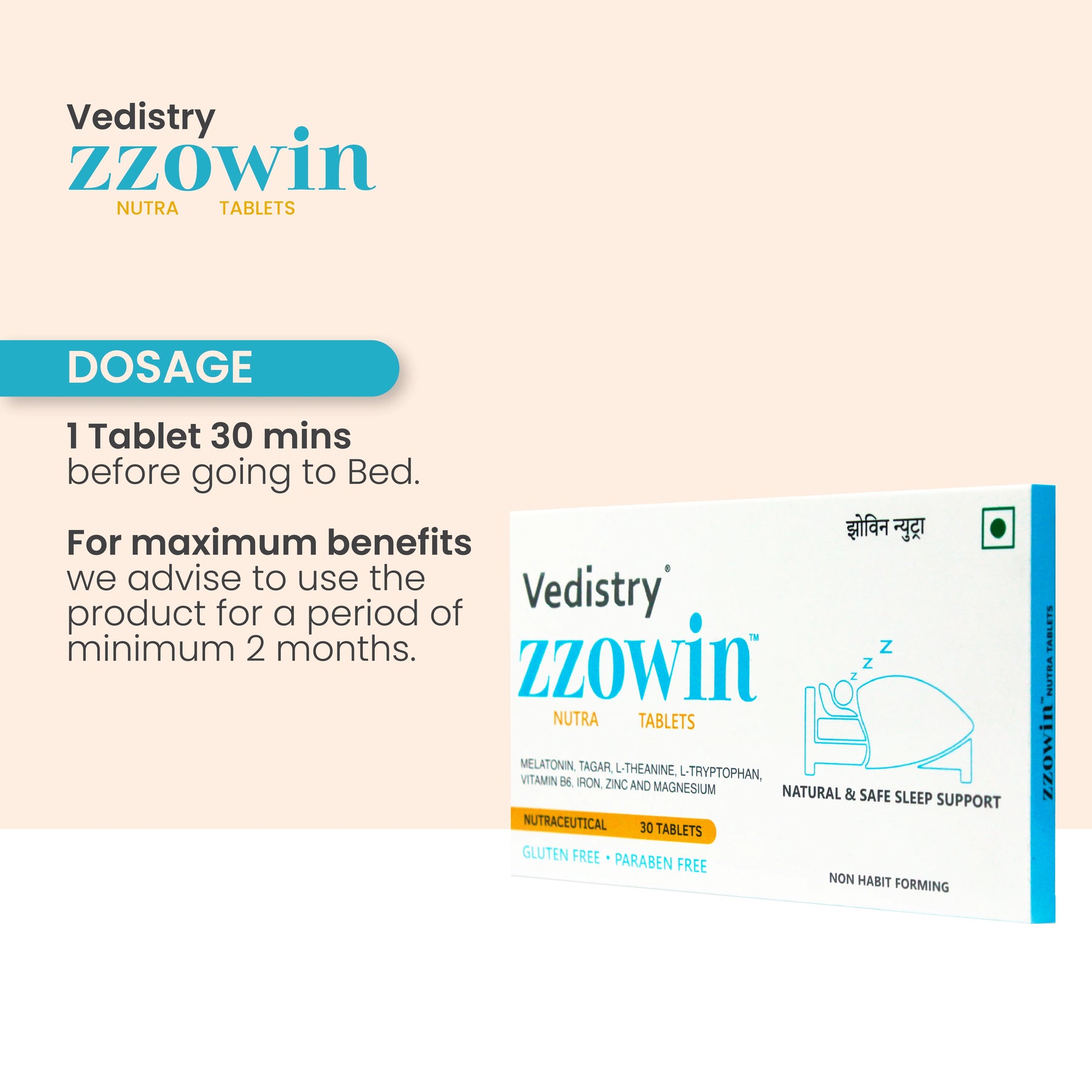 Vedistry Sleep & Stress Care Combo - Natural Sleep Aid & Anxiety Relief Tablets Set